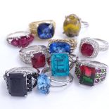 10 modern sterling silver stone set rings, 81.5g total (10) Generally good overall condition,