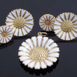 Various Danish vermeil sterling silver and white enamel daisy pattern jewellery, comprising