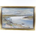 Philip Rickman, watercolour Cuckmere Haven, signed, 18" x 28", framed Good condition