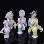 A group of 6 porcelain Boudoir half dolls, early 20th century, largest height 11cm (6)