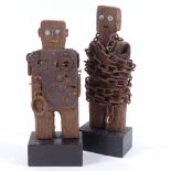 Oliver Hawkins (born 1944), pair of mixed media wood/metal standing sculptures, height 10" Good