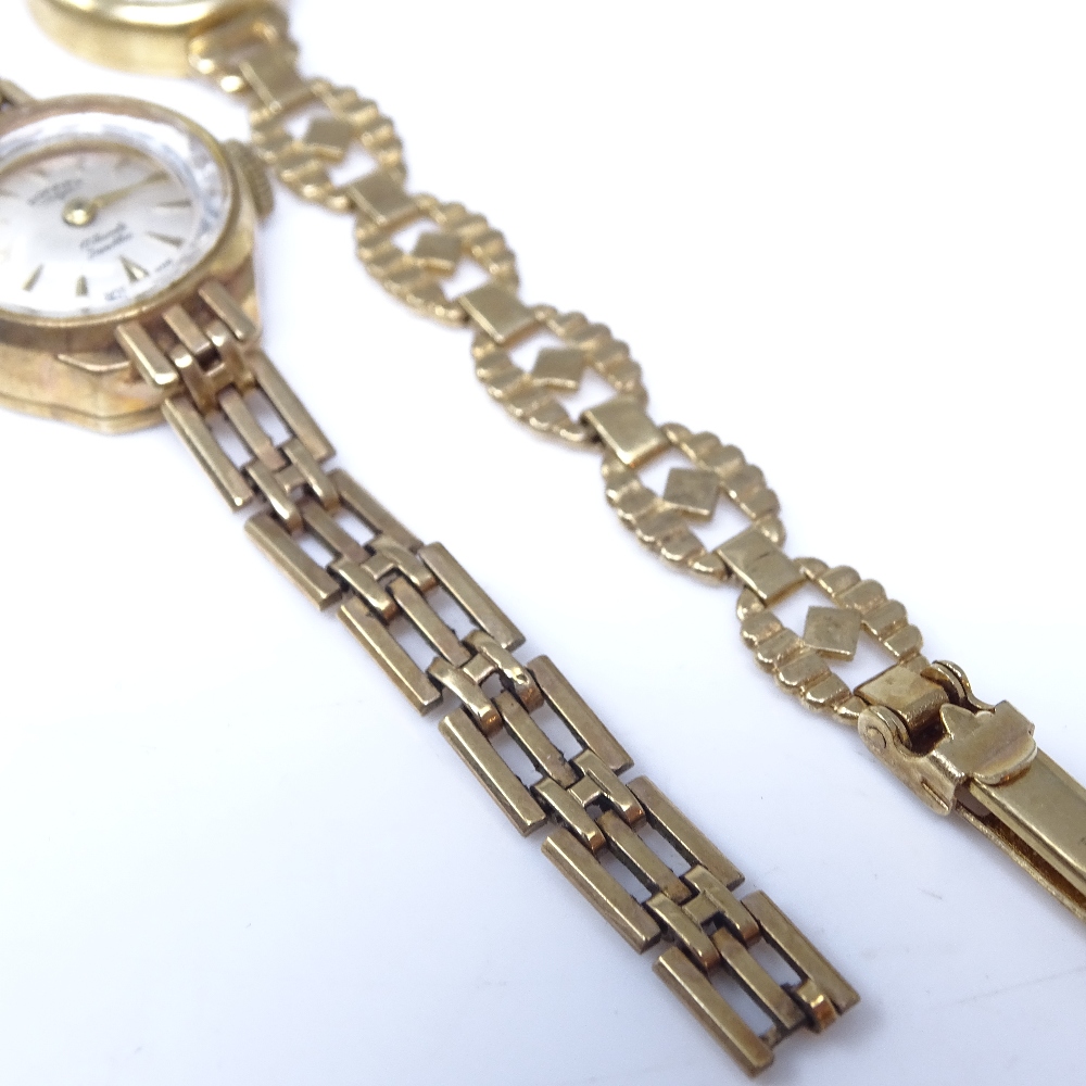 2 lady's Vintage 9ct gold wristwatches, comprising Rotary and H Samuel, on 9ct straps, 24.6g - Image 3 of 6