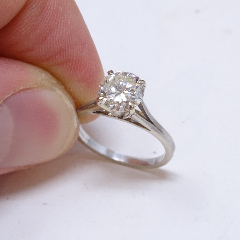 A 14ct white gold 1.6ct solitaire diamond ring, high 4-claw setting, diamond weighs approx 1.6ct, - Image 6 of 8