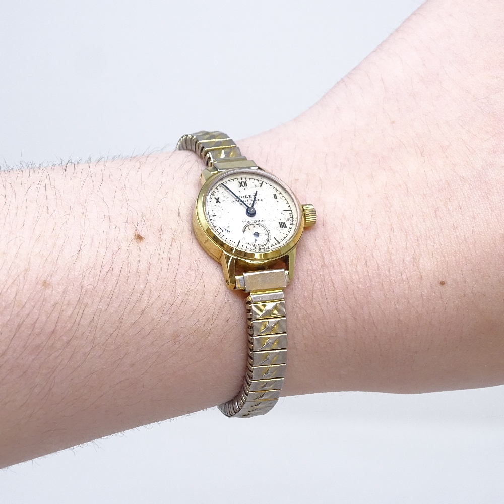 ROLEX - a lady's gold plated stainless steel Precision mechanical wristwatch, retailed by Dobbies - Image 5 of 5