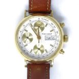 CORTEBERT - an 18ct gold automatic chronograph wristwatch, ref. 21-614L, white dial with gilt