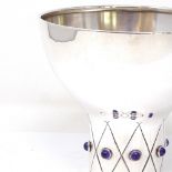 A large Tage Gothlin for Tesi of Goteborg Swedish silver modernist vase / bowl, pedestal foot set