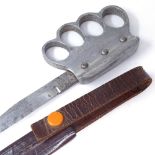 A First War Period trench knife, by S Hibbert & Son of Sheffield, aluminium knuckleduster grip