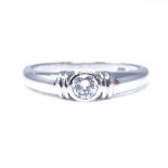 An 18ct white gold 0.2ct solitaire diamond ring, round brilliant cut diamond measures: diameter -