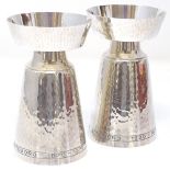 A pair of Vintage Cesons Swedish modernist silver table candlesticks, tapered cylindrical form