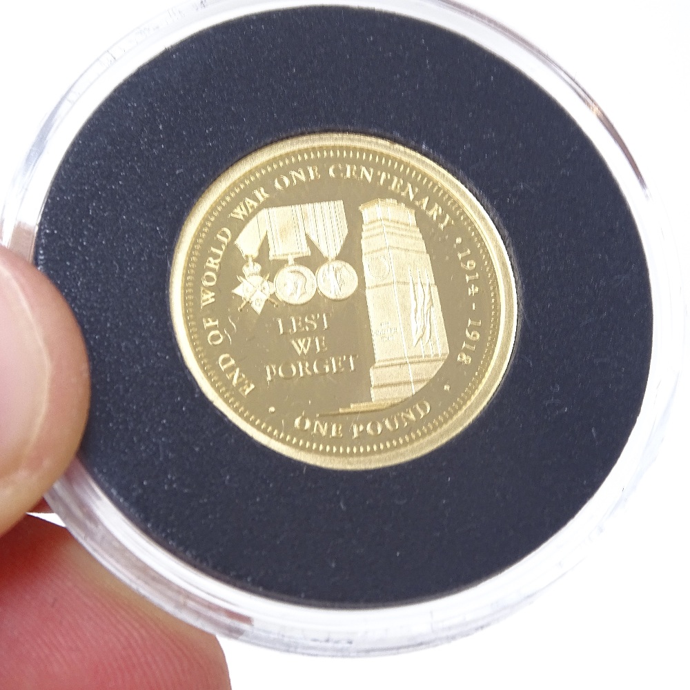 A Centenary of World War I 22ct gold proof £1 coin by The Jubliee Mint, reverse depicting War - Image 3 of 5