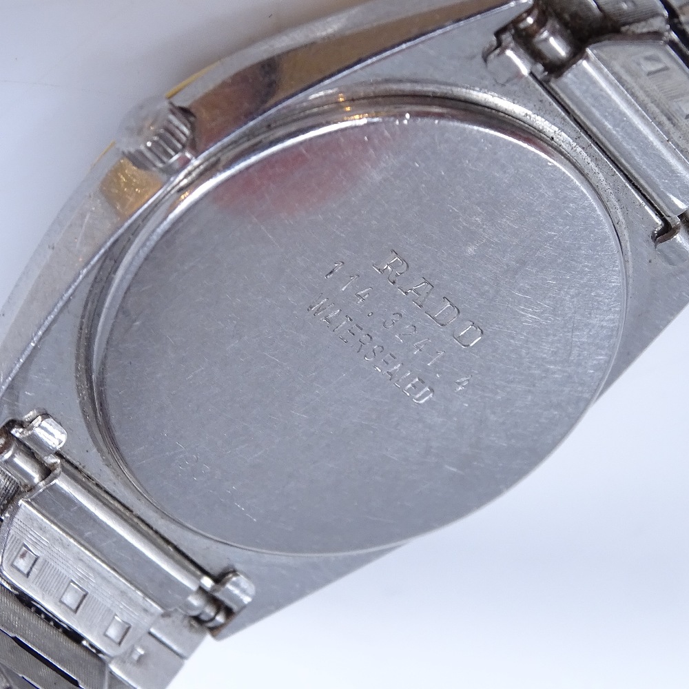 RADO - a stainless steel quartz wristwatch, ref. 114.3241.4, black dial with baton hour markers, day - Image 4 of 5