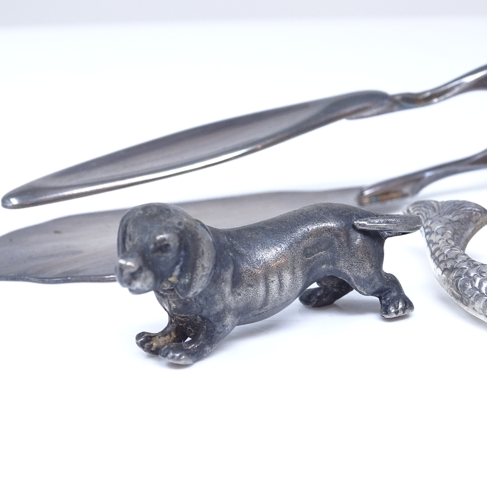 A pair of Thorvald Mathinsen Norwegian cake tongs, Tostrup novelty fish pepperette, sterling fish - Image 3 of 4