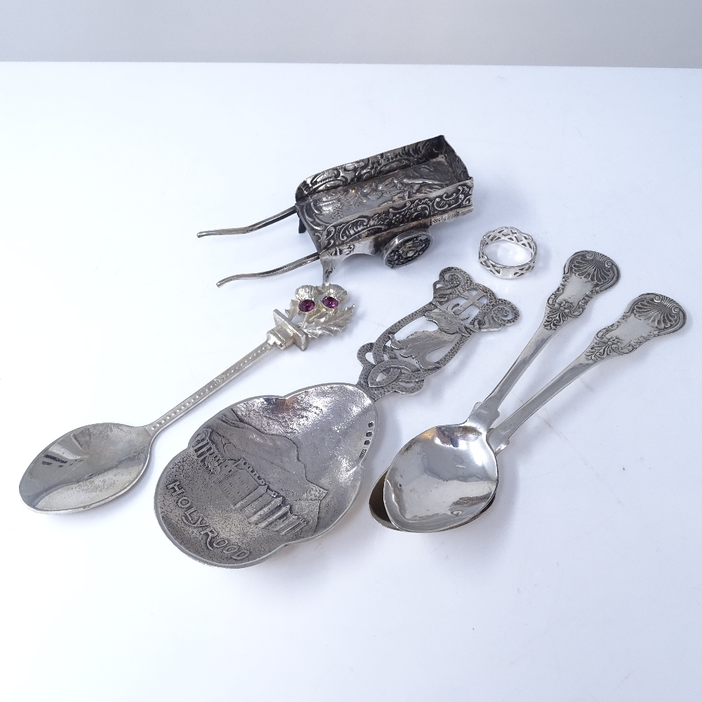 A George V Scottish silver Holyrood spoon, by Henry Tatton, hallmarks Edinburgh 1911, a pair of - Image 2 of 4