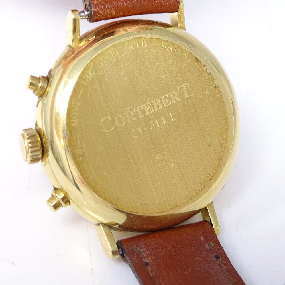 CORTEBERT - an 18ct gold automatic chronograph wristwatch, ref. 21-614L, white dial with gilt - Image 7 of 9