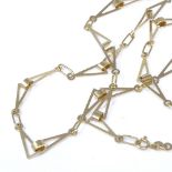 An 18ct gold geometric necklace, openwork settings, necklace length 68cm, 20.7g Very good original