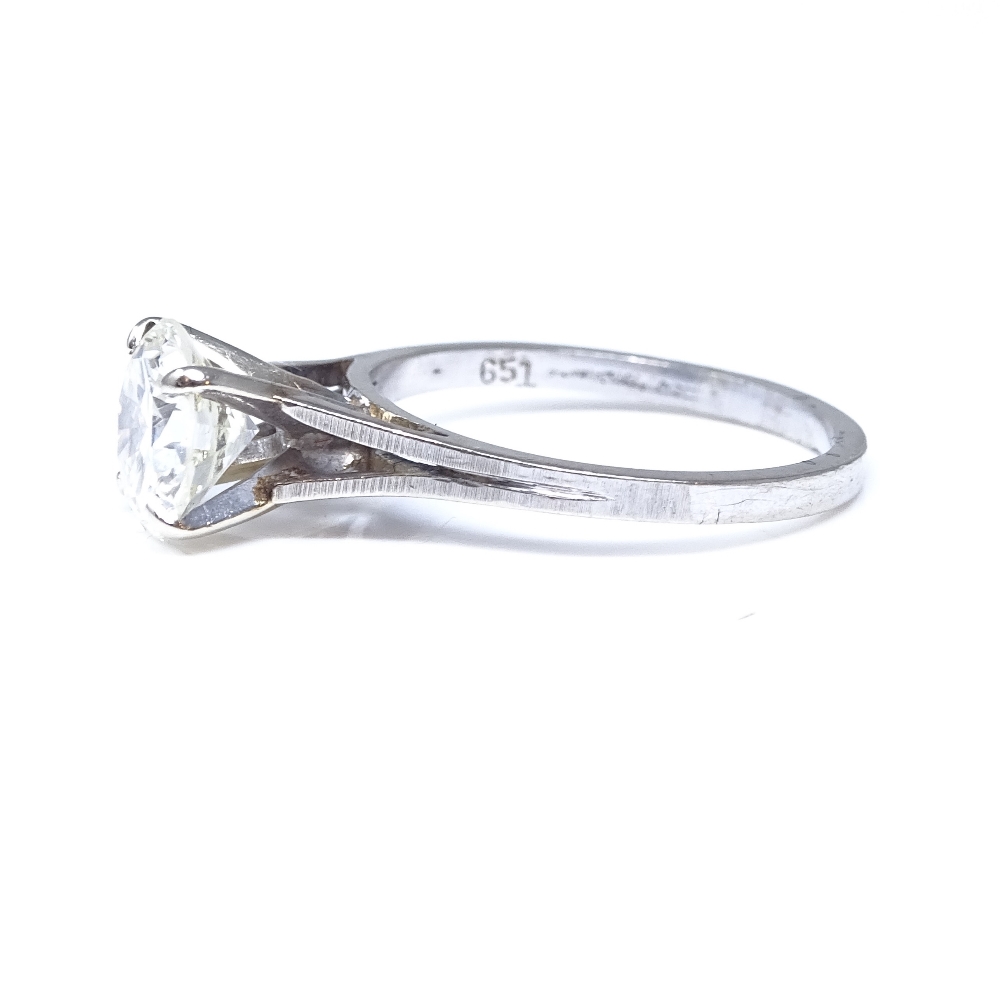 A 14ct white gold 1.6ct solitaire diamond ring, high 4-claw setting, diamond weighs approx 1.6ct, - Image 2 of 8