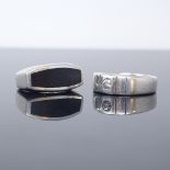HANS HANSEN - a Danish sterling silver and black enamel ring, model no. 195, and a WARTKES