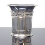 HANS JOSEF PIIL - a 19th century Danish silver beaker, floral swag decorated neck with flared rim