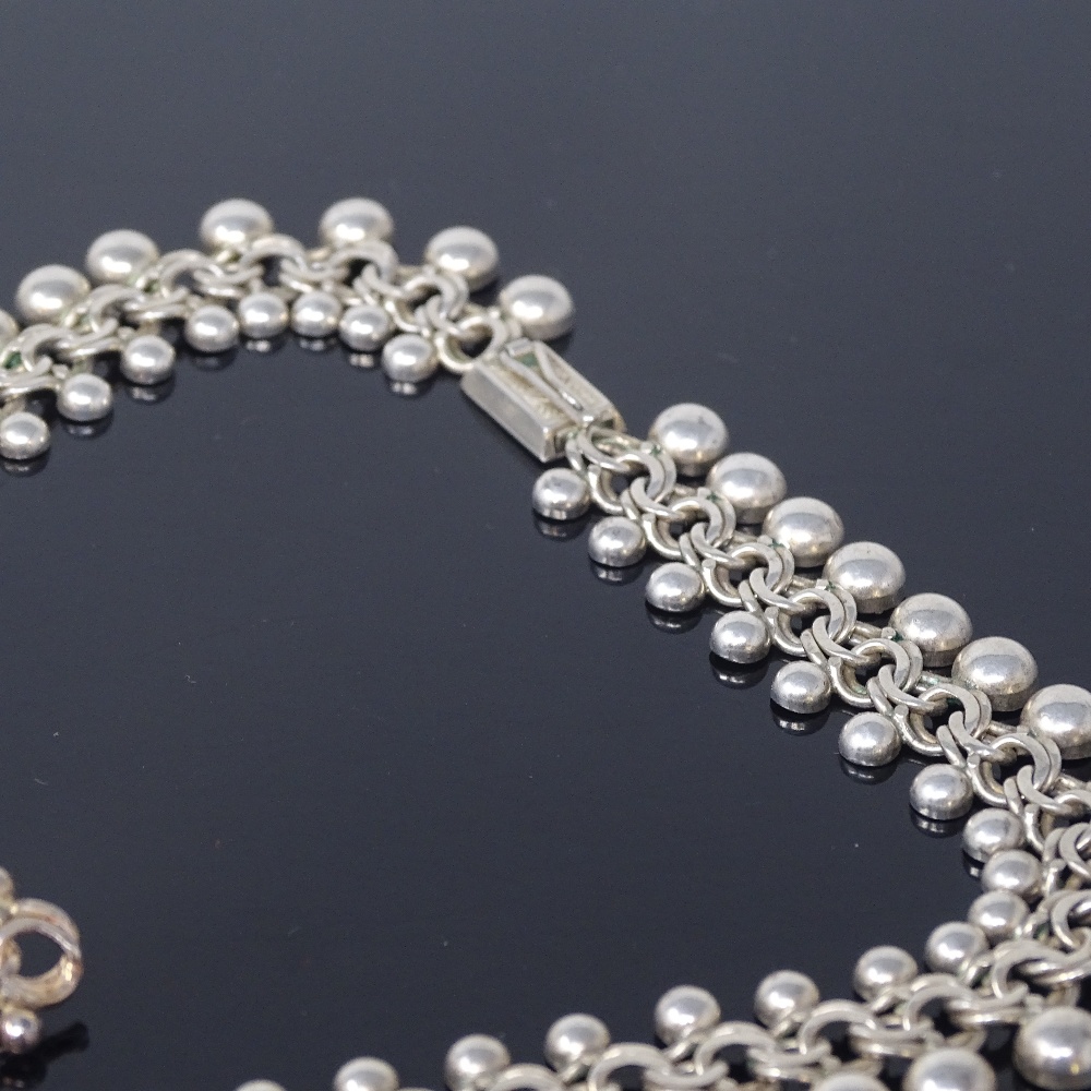 HERMANN SIERSBOL - a Vintage Danish silver matching necklace and brooch set, double-link chain - Image 3 of 5