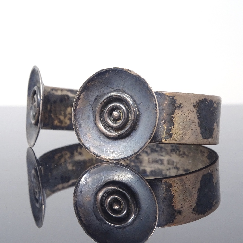 I ERNST - a Vintage Danish silver Viking Revival torque bangle, terminals with coil-mounted discs, - Image 2 of 5