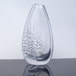 INGEBORD LUNDIN FOR ORREFORS - a mid-century Swedish cut-glass crystal vase, ovoid form with