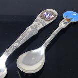 ANTON MICHELSEN - a Danish sterling silver and enamel Greenland souvenir teaspoon, and another