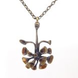 HANNU IKONEN - a Vintage Finnish bronze Reindeer Moss modernist pendant necklace, chain probably