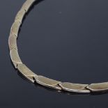 GULD OG SOLV DESIGN - a Danish sterling silver modernist abstract panel necklace, chevron style