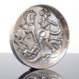 CARLO OLUF SVEND SORENSEN - a Danish sterling silver George and the Dragon circular modernist