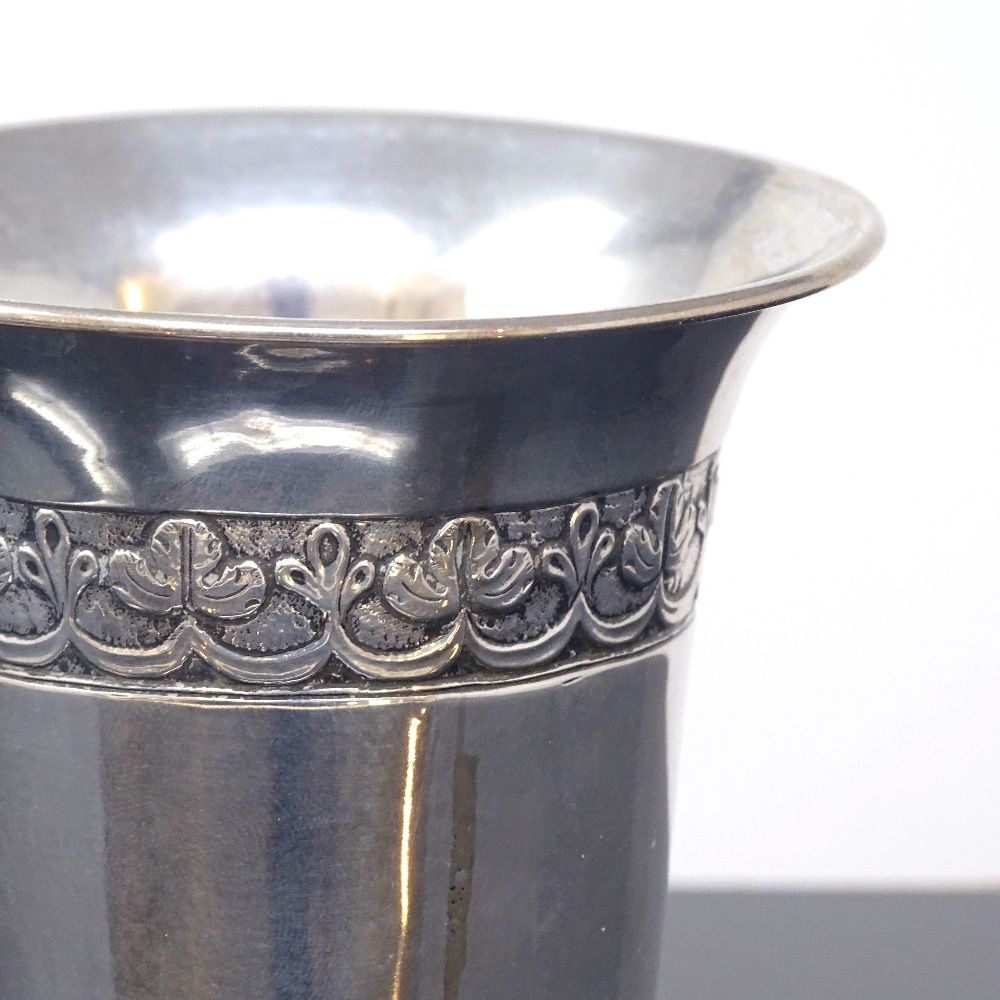 HANS JOSEF PIIL - a 19th century Danish silver beaker, floral swag decorated neck with flared rim - Image 2 of 5