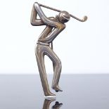 EVALD NIELSEN - a mid-century Danish silver modernist figural golfer brooch, maker's marks En,