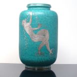 WILHELM KAGE FOR GUSTAVSBERG - a mid-century Swedish green glaze ceramic Argenta vase, circa
