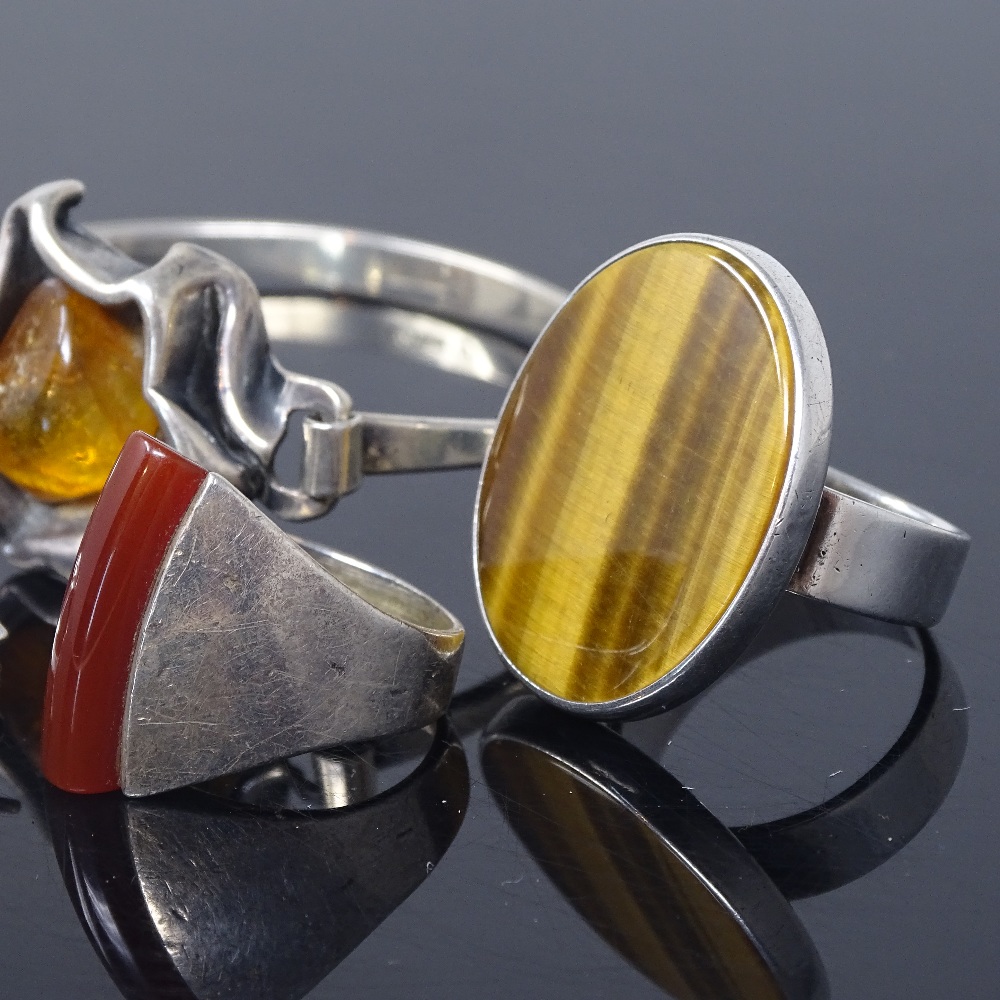 NIELS ERIK FROM - various Vintage Danish sterling silver stone set jewellery, comprising rings, - Image 2 of 5