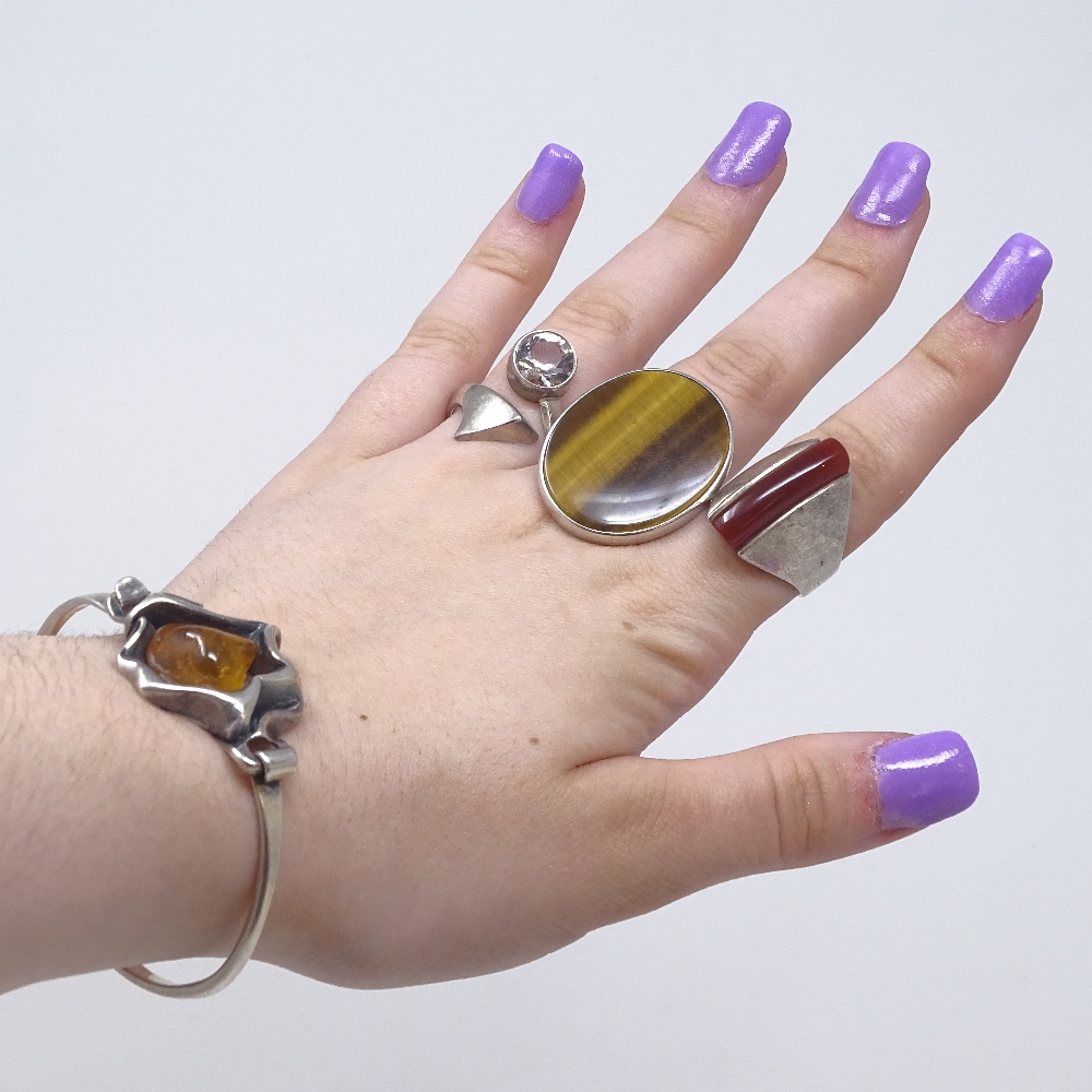 NIELS ERIK FROM - various Vintage Danish sterling silver stone set jewellery, comprising rings, - Image 5 of 5