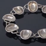 SIGURD PERSSON FOR STIGBERT - a Vintage Swedish sterling silver modernist bracelet, concave oval