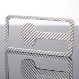 AXEL HOLM - a Vintage Danish sterling silver modernist ribbed money clip, maker's marks Ax. H.,