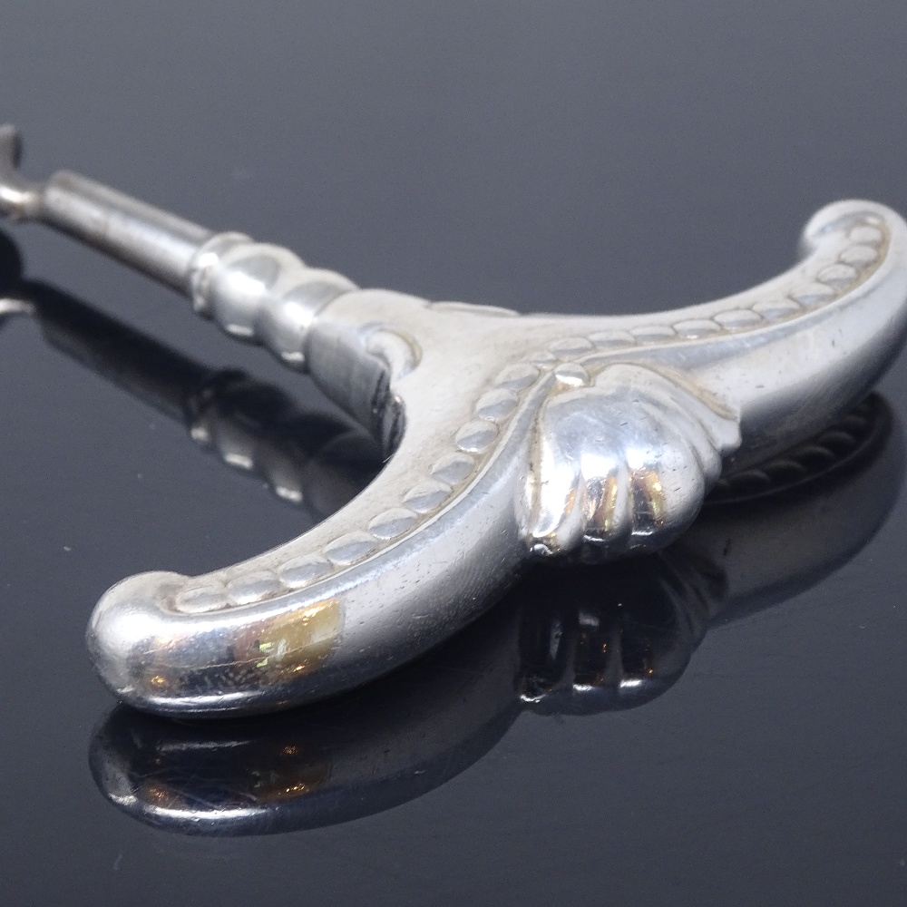 COHR ATLA - an Art Nouveau Danish silver plated corkscrew, moustache design handle with steel worm - Image 2 of 5