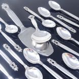 JOHAN RHODE FOR GEORG JENSEN - a set of Danish sterling silver Acorn pattern cutlery, comprising