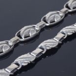 EILER & MARLOE - an Art Nouveau Danish silver leaf panel bracelet, model no. 105, maker's mark EM,