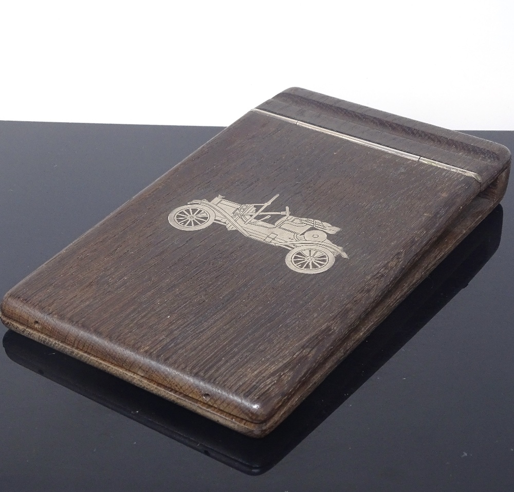 AXEL SALOMONSEN - a Vintage Danish sterling silver inlaid bog oak desk notepad holder, classic motor - Image 2 of 5
