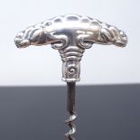 COHR ATLA - an Art Nouveau Danish silver plated corkscrew, reptile design handle with steel worm