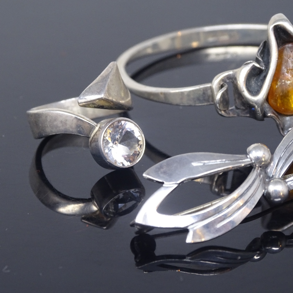 NIELS ERIK FROM - various Vintage Danish sterling silver stone set jewellery, comprising rings, - Image 3 of 5