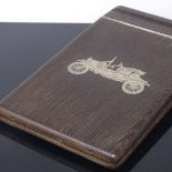 AXEL SALOMONSEN - a Vintage Danish sterling silver inlaid bog oak desk notepad holder, classic motor