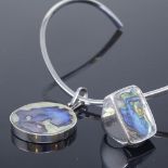 PALLE BISGAARD - a Vintage Danish sterling silver and abalone modernist matching pendant neck torque