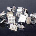 8 pairs of Scandinavian silver modernist cufflinks, including Hermann Siersbol, Scrouples and