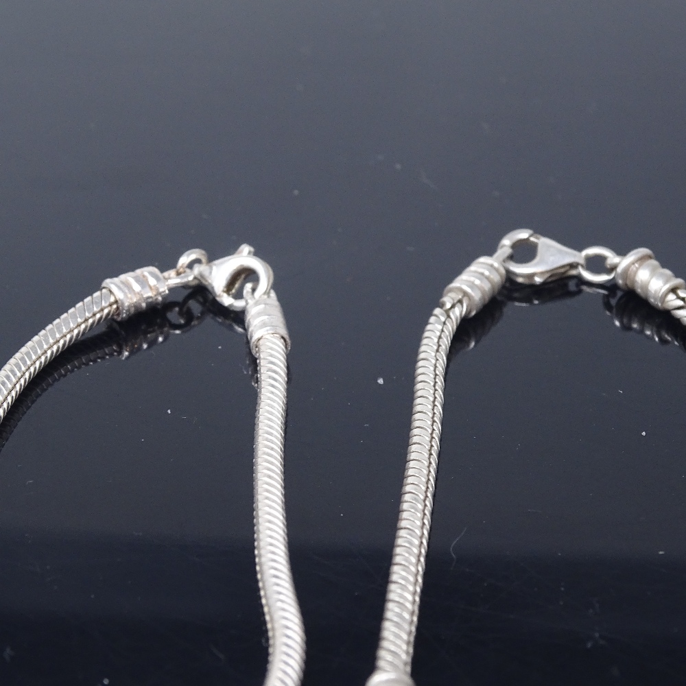 10 Pandora silver charms and spacers, on 2 unnamed sterling silver charm bracelets, bracelet lengths - Image 3 of 5