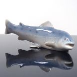 ROYAL COPENHAGEN - a Danish glazed porcelain trout figurine, model no. 1602, length 12cm Very good