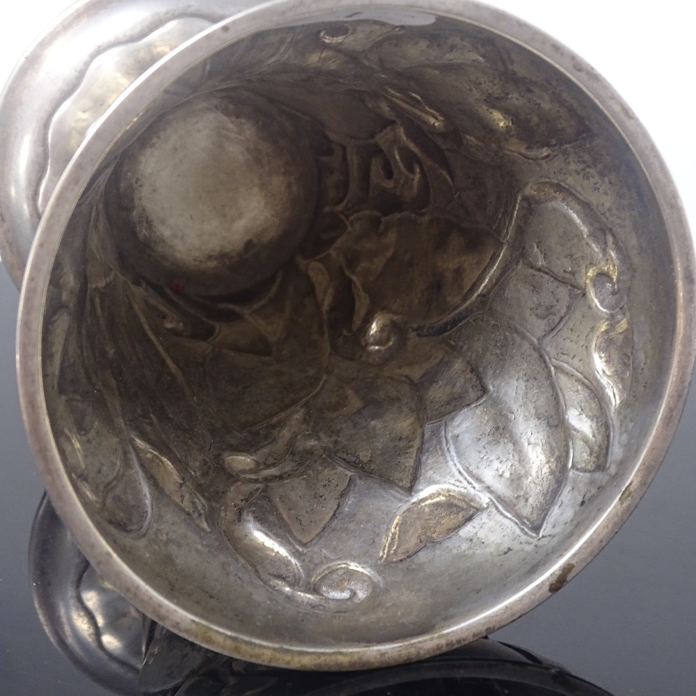 SVEND HAMMERSHOI - a rare Art Nouveau Danish silver vase, fluted stylised form with relief - Image 4 of 5