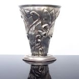 SVEND HAMMERSHOI - a rare Art Nouveau Danish silver vase, fluted stylised form with relief