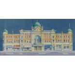 David Ramshaw, watercolour, Tunbridge Wells Opera House, signed, 11" x 21", framed Good condition